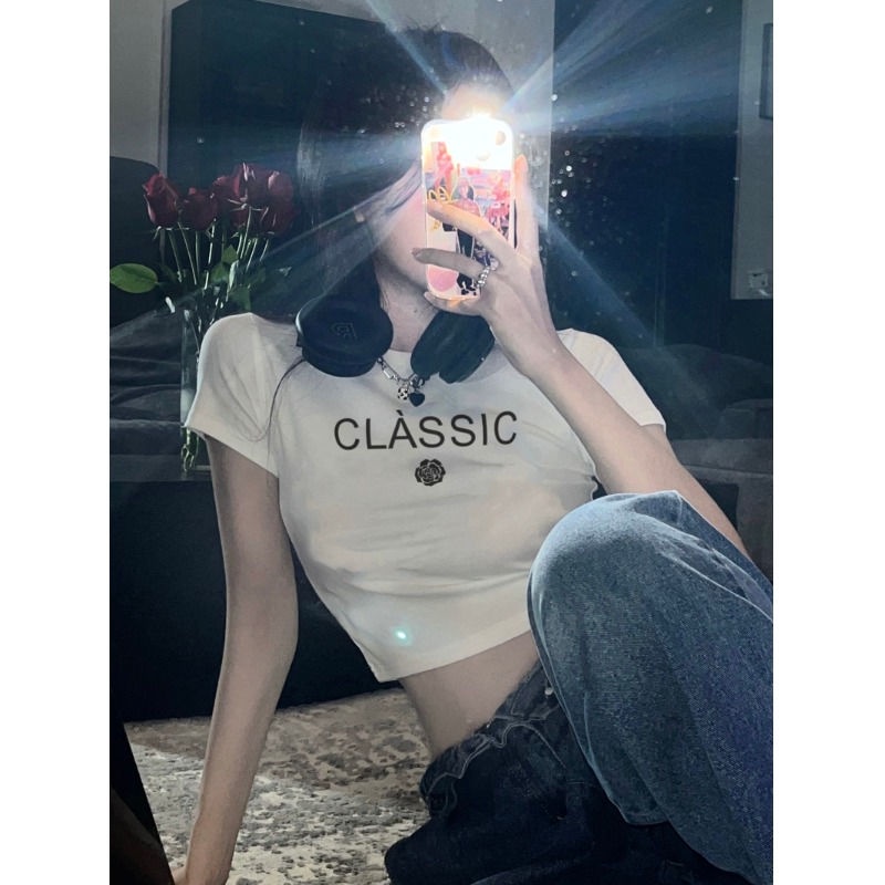 Áo baby tee Thun croptop nữ Ngắn Cổ Tròn Dáng Ôm Thời Trang Mùa Hè 2023 Quyến Rũ Cho Nữ