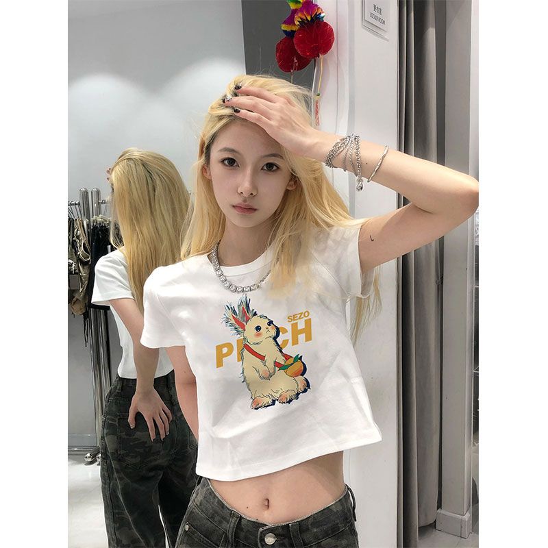 Áo baby tee Thun croptop nữ Ngắn Tay Trễ Vai Phong Cách Âu Mỹ Thời Trang Mùa Hè Cho Nữ