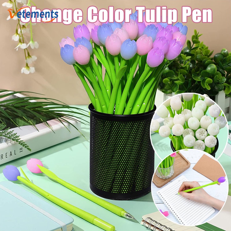 Bút Mực Silicone Ngòi 0.5mm Hình Hoa Tulip Xinh Xắn