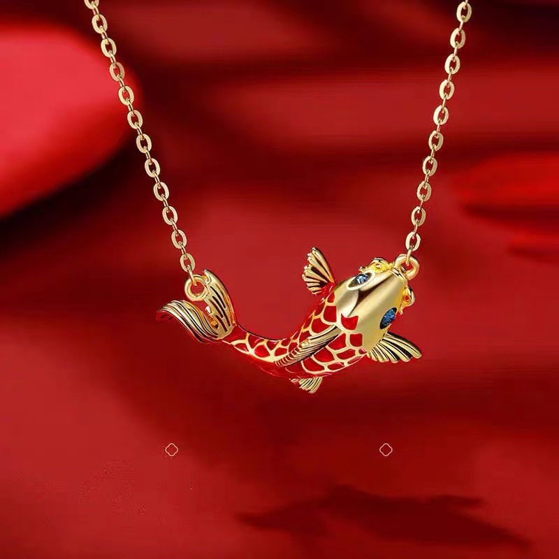 Dây Chuyền Mặt Cá Koi Đỏ May Mắn