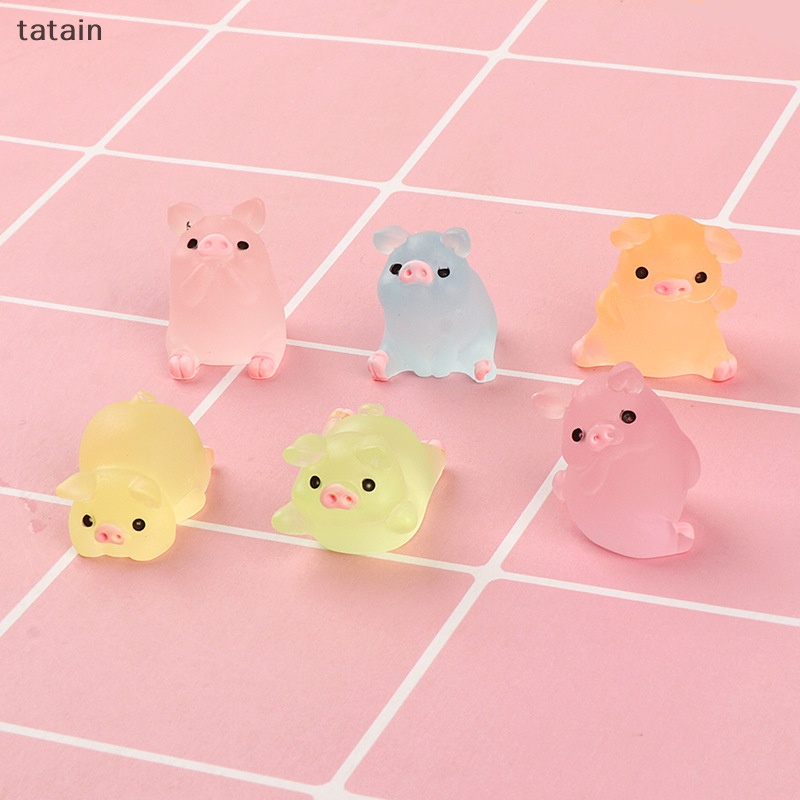 Set 6 Mô Hình Chú Heo Mini Bằng Nhựa Resin DIY Trang Trí Nhà Cửa