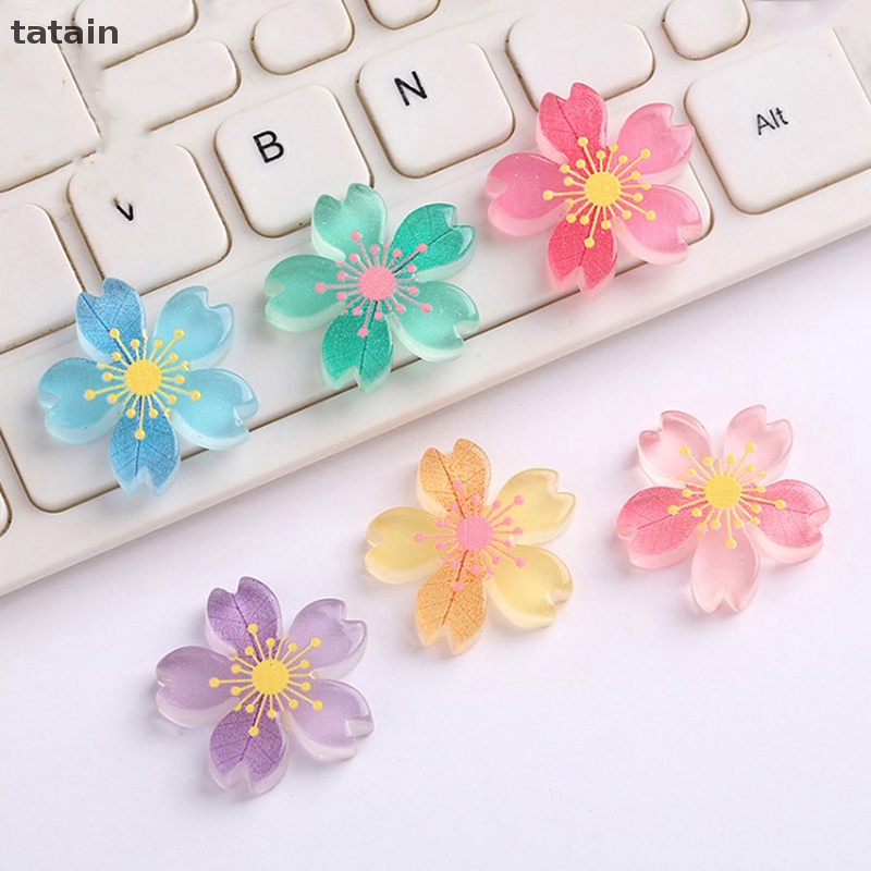 Set 10 Bông Hoa Anh Đào Nhựa Resin 27MM Tự Trang Trí Điện Thoại