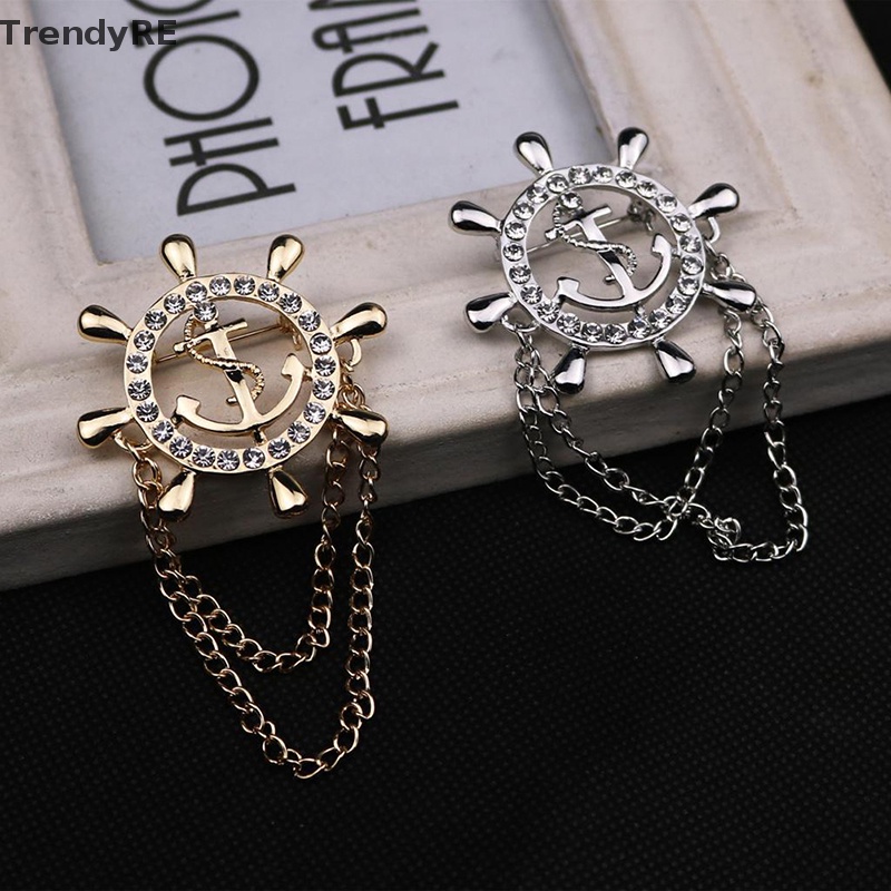 Huy Hiệu Cài Áo Hình Bánh Lái Tàu Thuyền Boutonniere Phối Tua Rua Thời Trang