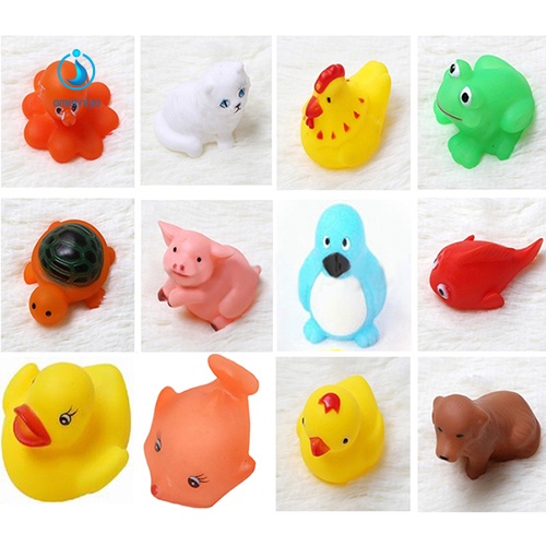 Set 13 Đồ Chơi Động Vật Mềm Dễ Thương Có Tiếng Kêu Khi Bóp Cho Bé Chơi Khi Tắm