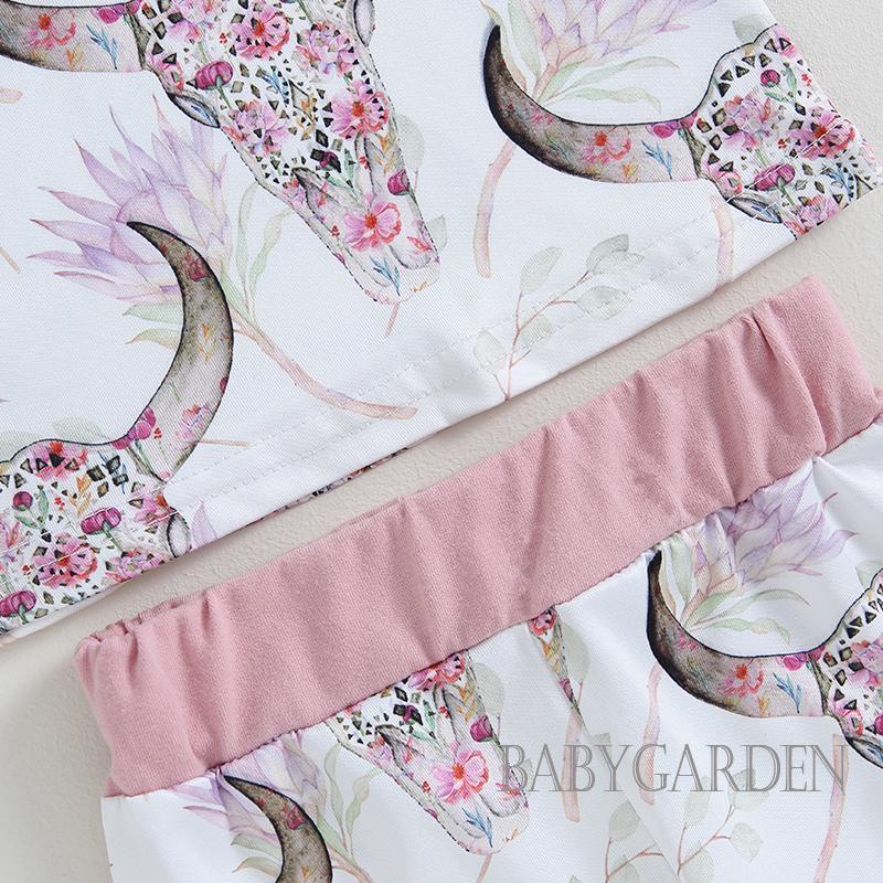 Set Áo Thun Ngắn Tay Cổ Tròn + Quần Dài In Họa Tiết Cho Bé Gái 6 Tháng Tuổi