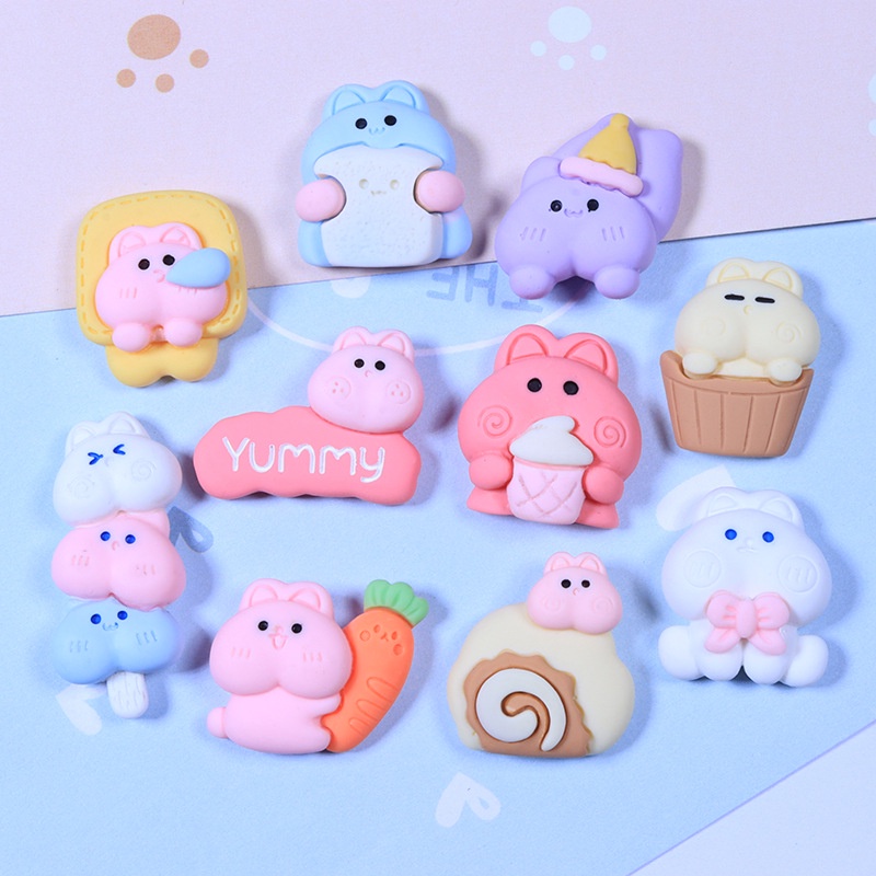 Set 10 / 10 Phụ Kiện Trang Trí Điện Thoại Hình Mèo Hoạt Hình Dễ Thương DIY