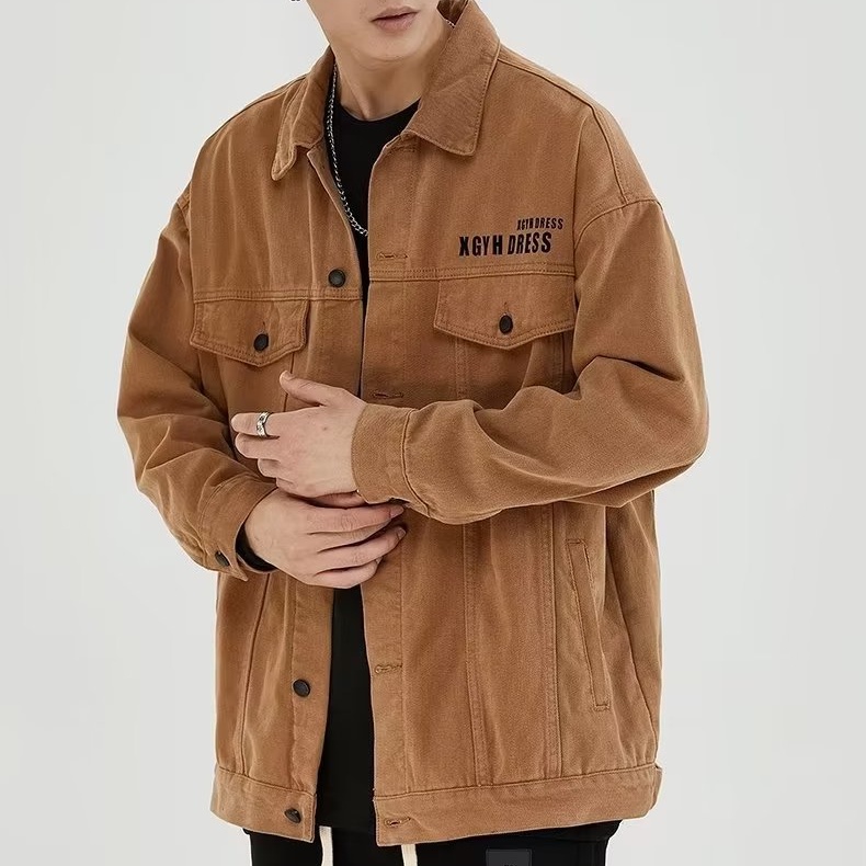 Áo Khoác Denim Dáng Rộng Phong Cách Retro Mỹ Thời Trang Mới Cho Nam