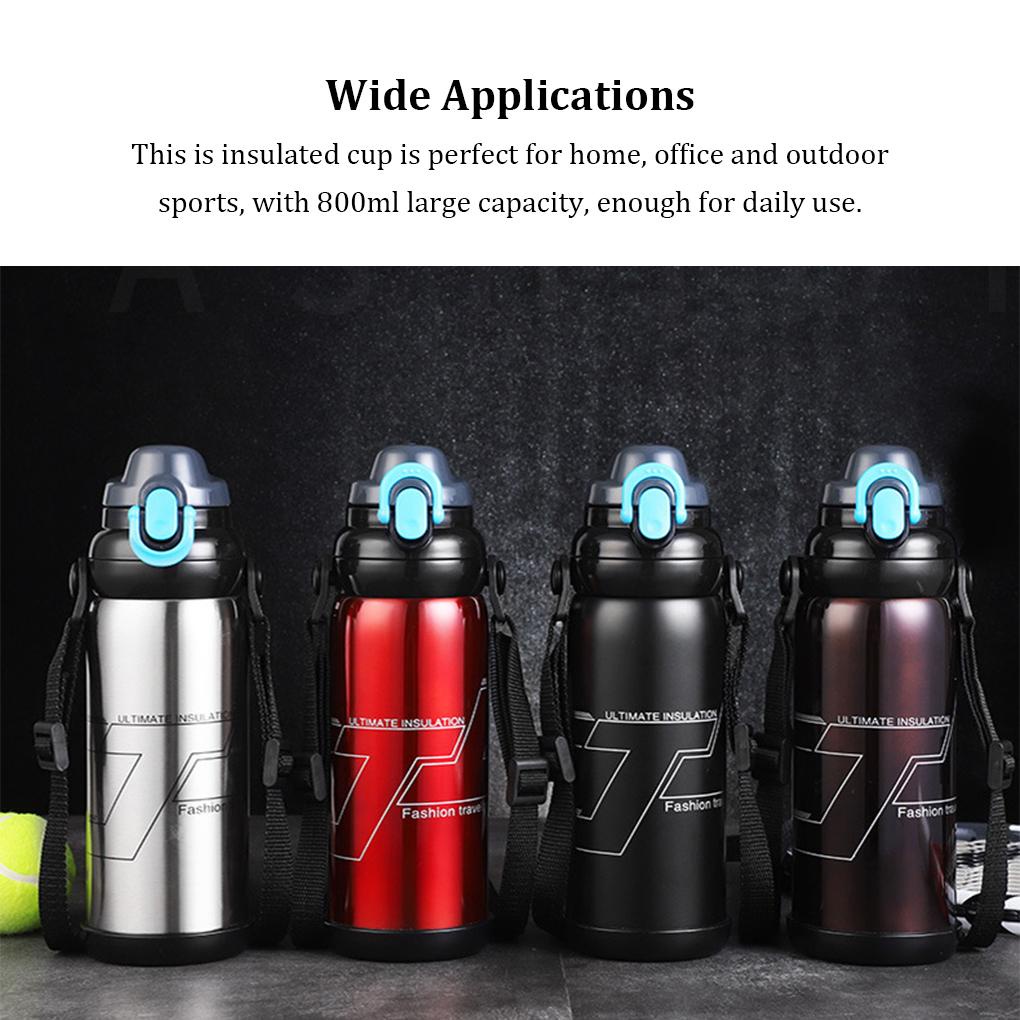 Bình Nước Giữ Nhiệt 800ML Bằng Thép Không Gỉ Thiết Kế Nhỏ Gọn Tiện Dụng Mang Theo Du Lịch