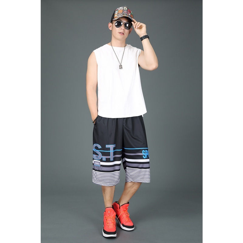 Quần Short Bóng Rổ Dáng Rộng Màu Đen Cỡ Lớn 5XL 6XL 7XL Thời Trang Cho Nam