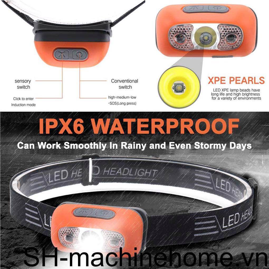 Đèn LED Đeo Đầu IPX6 Siêu Sáng Chống Thấm Nước Có Thể Sạc Lại Bằng Cổng USB Tiện Dụng