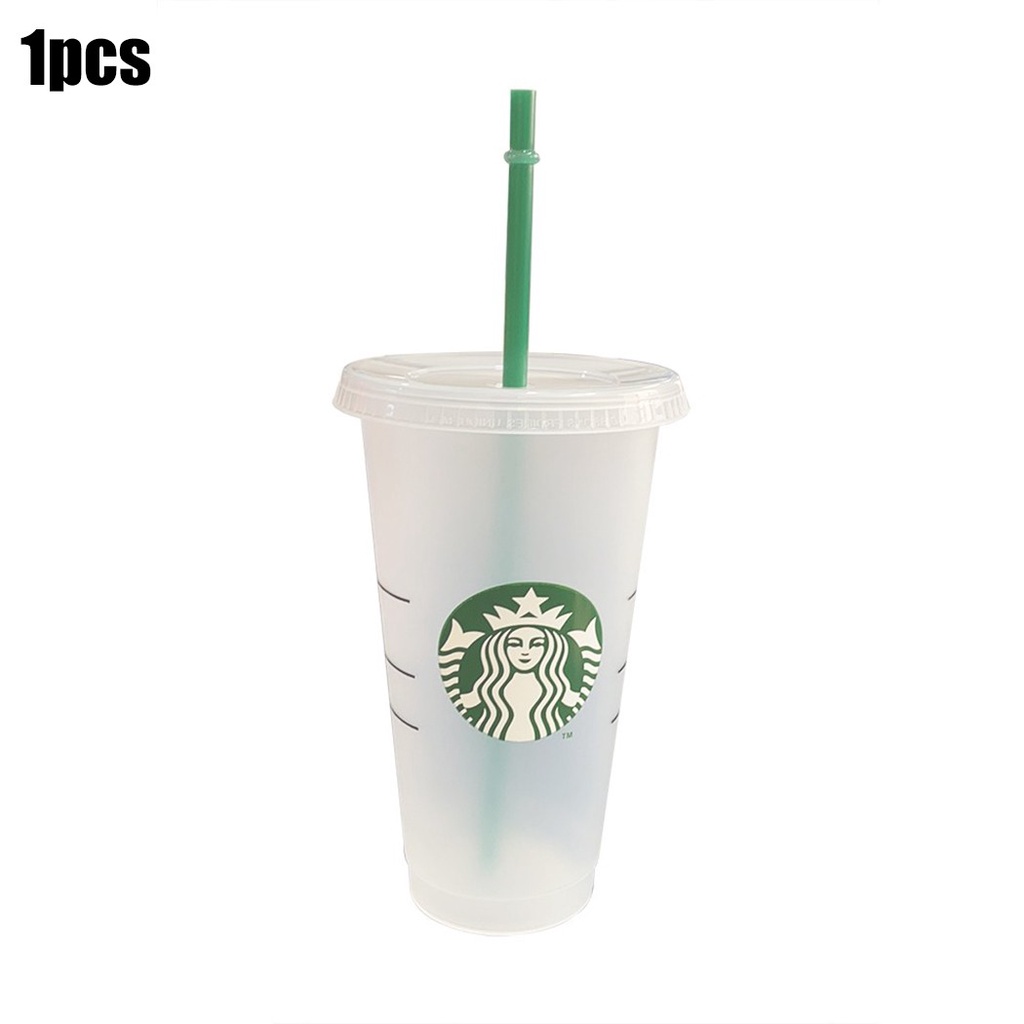 1 / 5 Cốc Nước Starbucks Trong Suốt Có Ống Hút Chất Lượng Cao