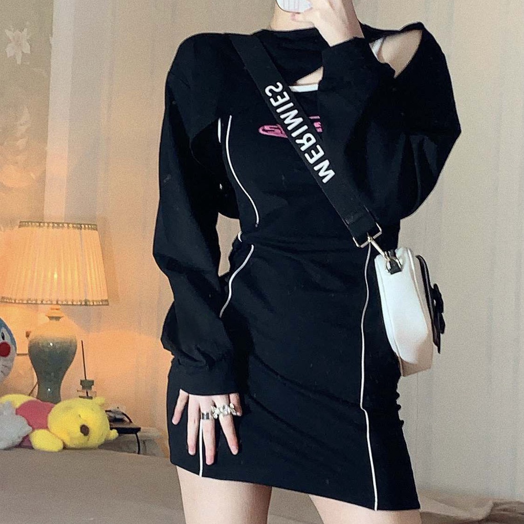 One Set Áo Hai Dây + Chân Váy Ôm Dáng + Áo Khoác Chống Nắng Thời Trang Dành Cho Nữ