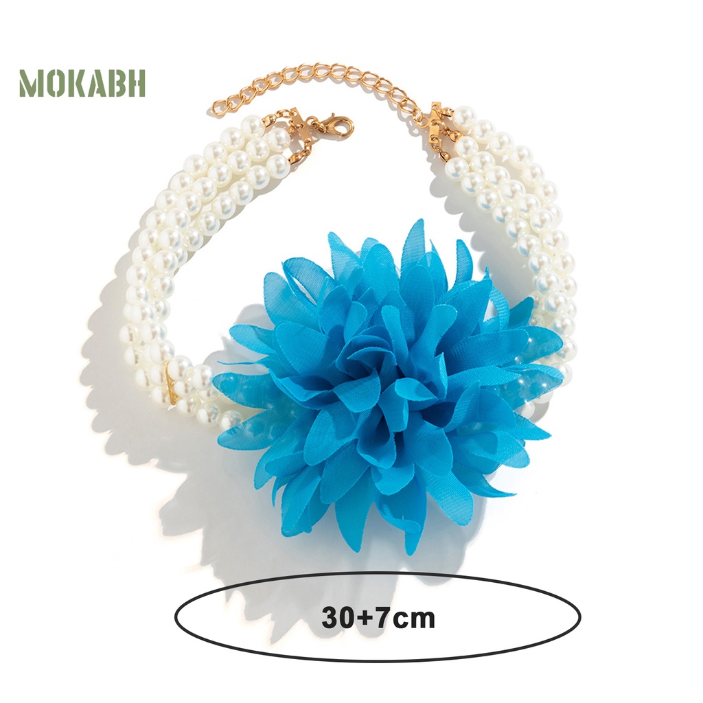 [Mok Abh] Vòng Cổ Choker Ba Tầng Họa Tiết Hoa Đính Ngọc Trai Giả Sang Trọng Không Gây Dị Ứng