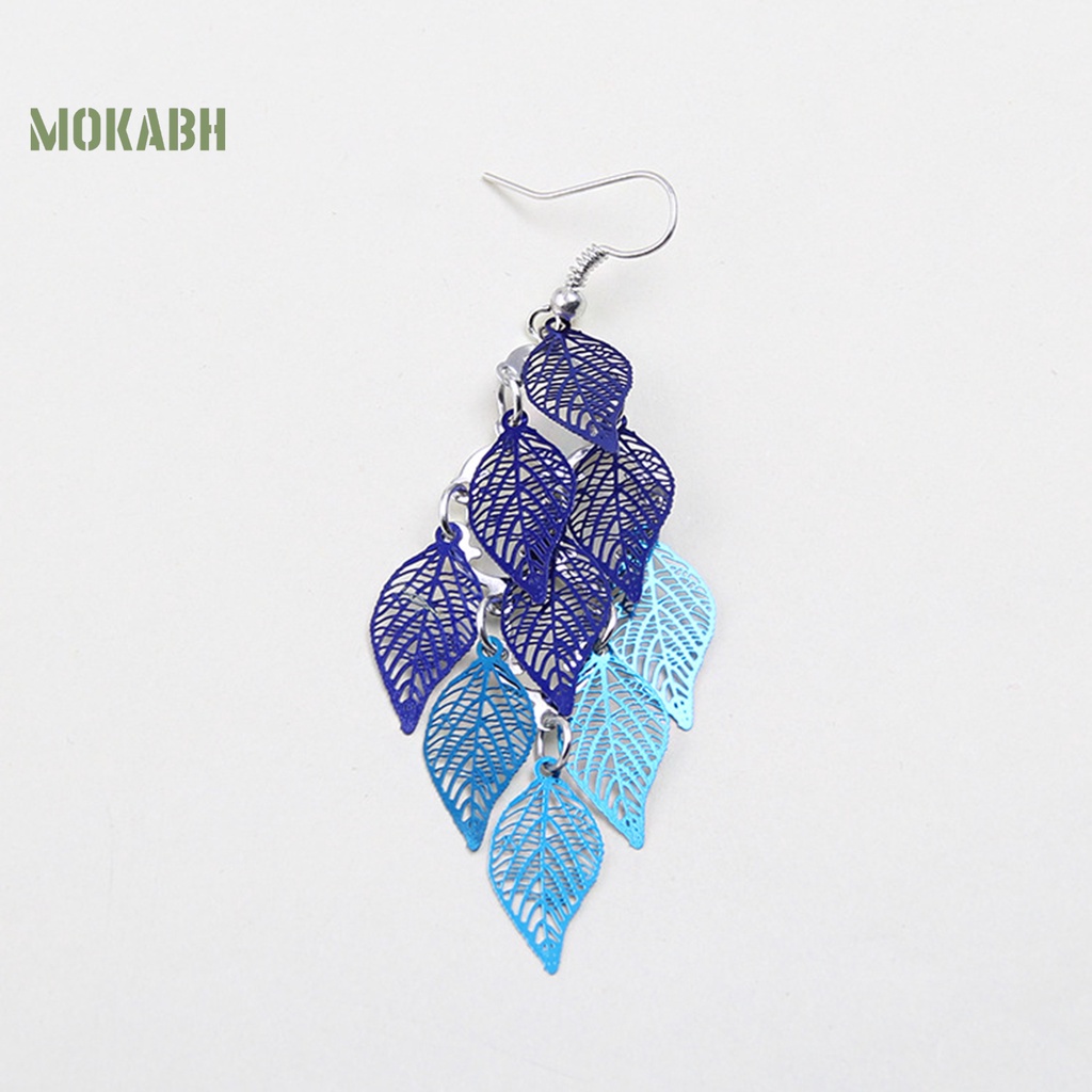 1 Đôi Bông Tai Dáng Dài Hình Chiếc Lá Sáng Tạo Cho Nữ