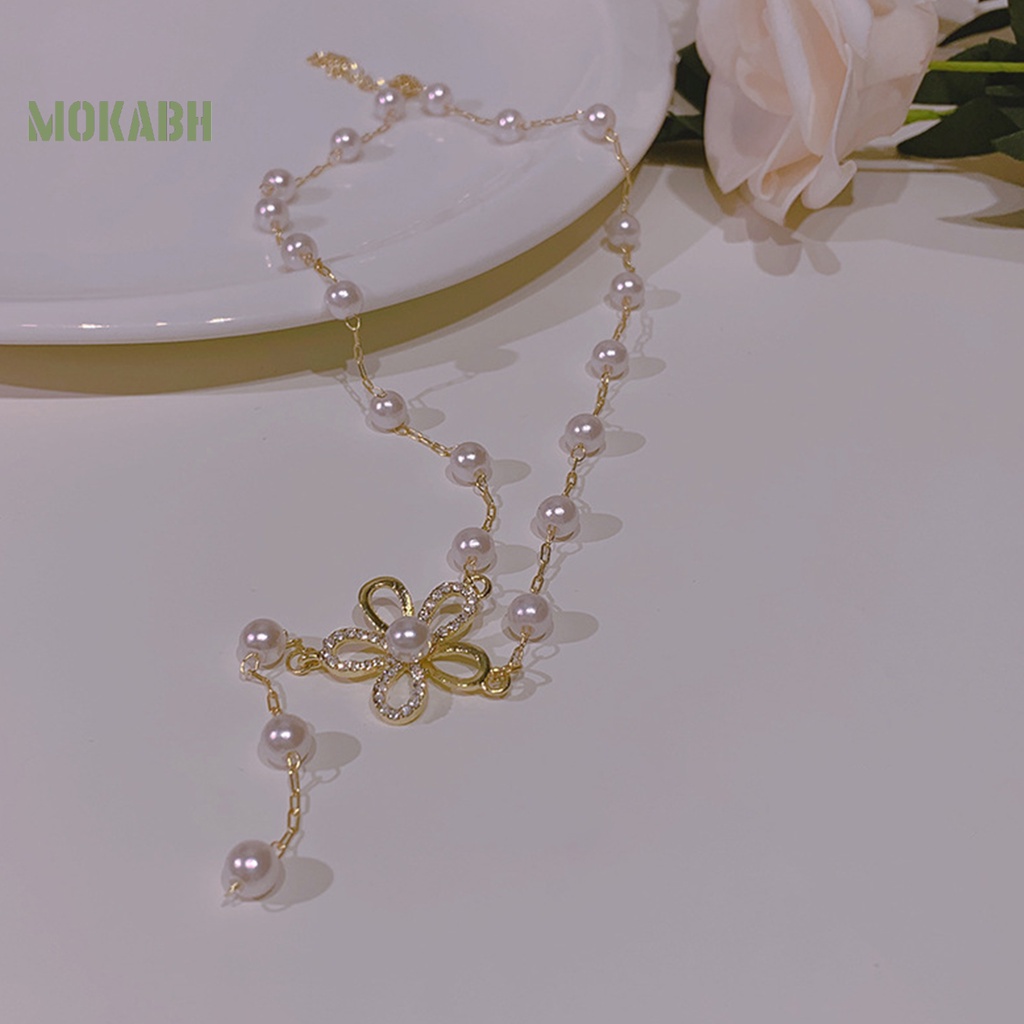 Vòng cổ Mặt Hình Hoa Cúc Đính Ngọc Trai Nhân Tạo Lấp Lánh Thời Trang Cho Nữ