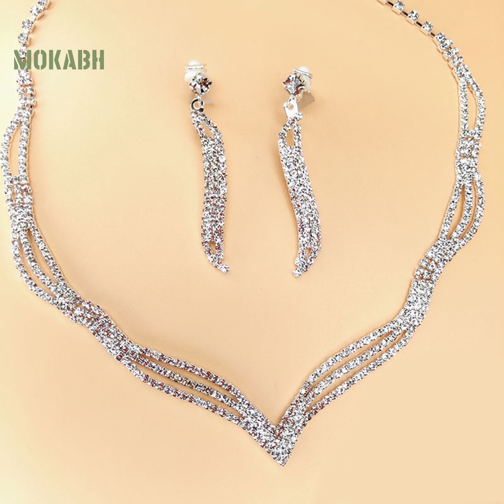 Set 2 Vòng cổ / Bông Tai Đính Đá Thời Trang Nữ