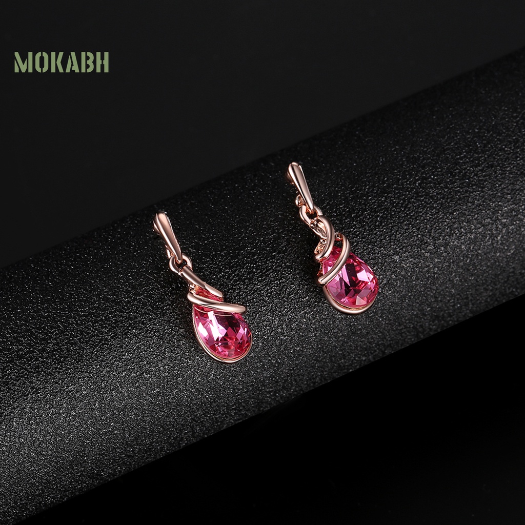 1 Bộ Vòng cổ + Bông Tai Đính Đá Hình Giọt Nước Kiểu Dáng Sang Trọng