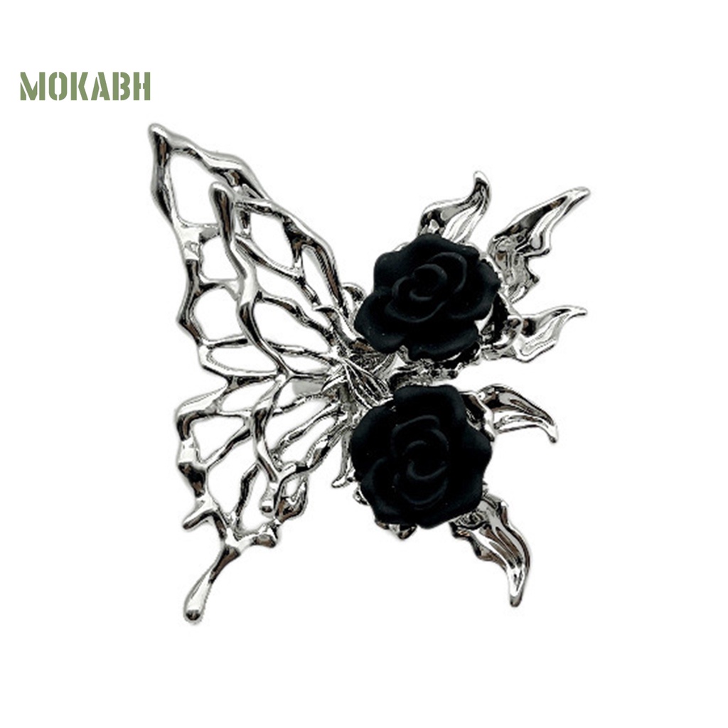 [Mới] Nhẫn Mở Hình Bướm Rỗng Đính Đá Màu Đen Phong Cách Gothic Punk Làm Quà Tặng Thời Trang Cho Nữ