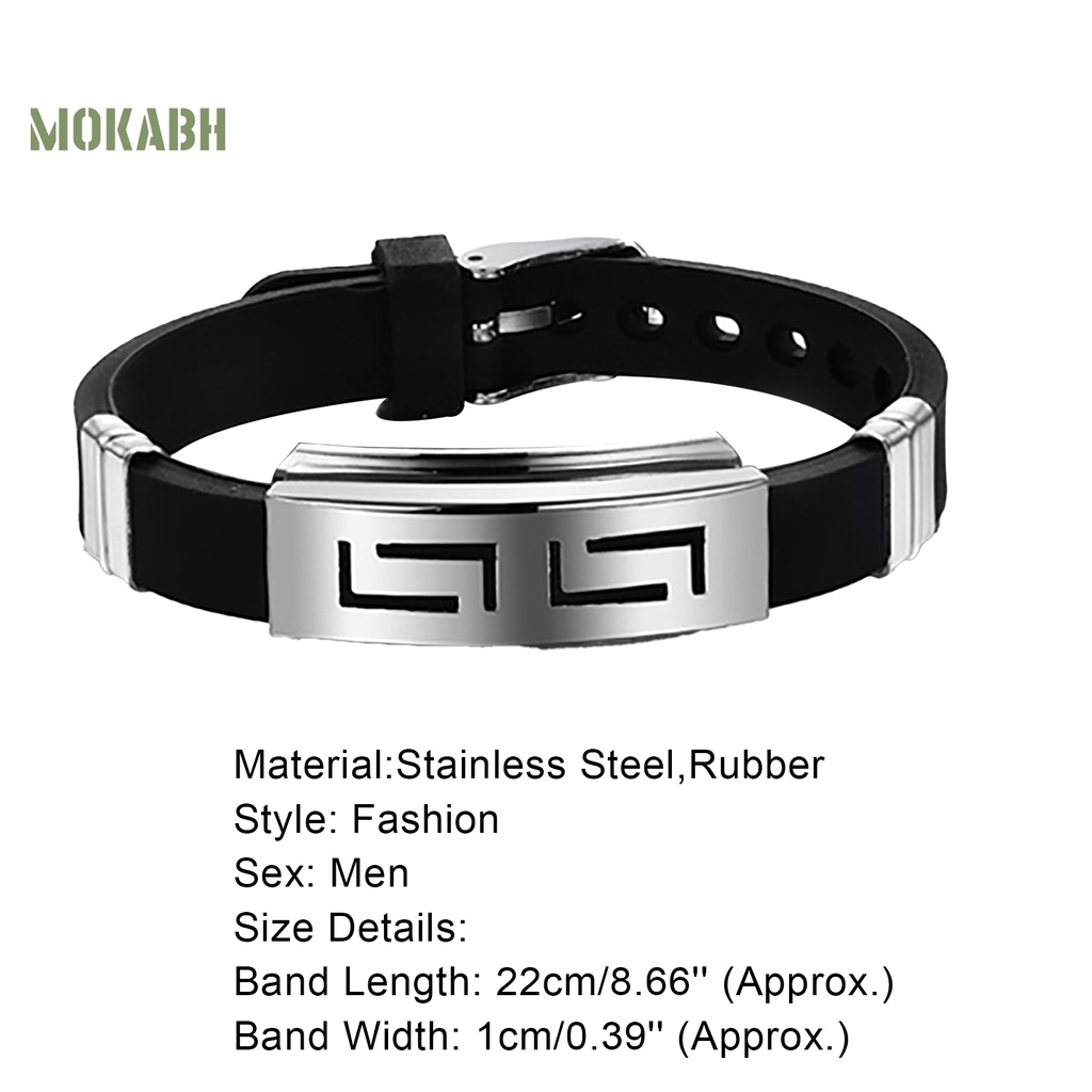 Vòng Tay Cao Su Phối Khóa Thép Không Gỉ Thời Trang Punk Cho Nam