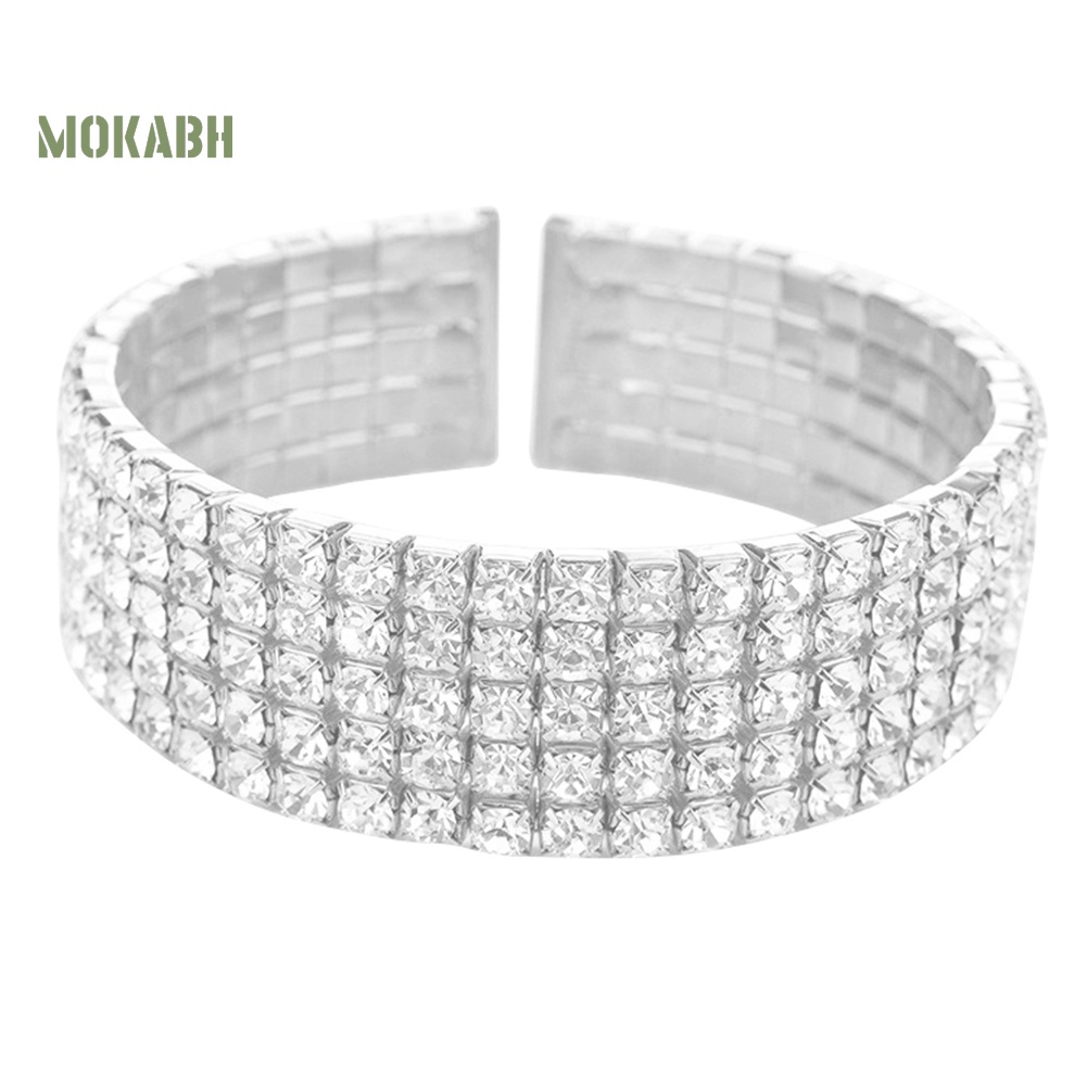 Vòng Tay Bản Rộng Đính Đá 5 Hàng Thời Trang Cho Nữ