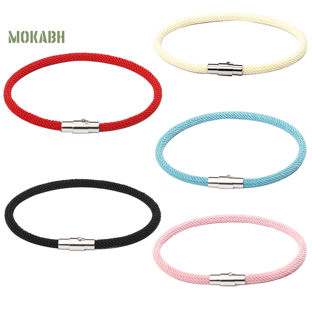 Vòng Tay Dây Nylon Màu Trơn Có Khóa Cài May Mắn Cho Cặp Đôi