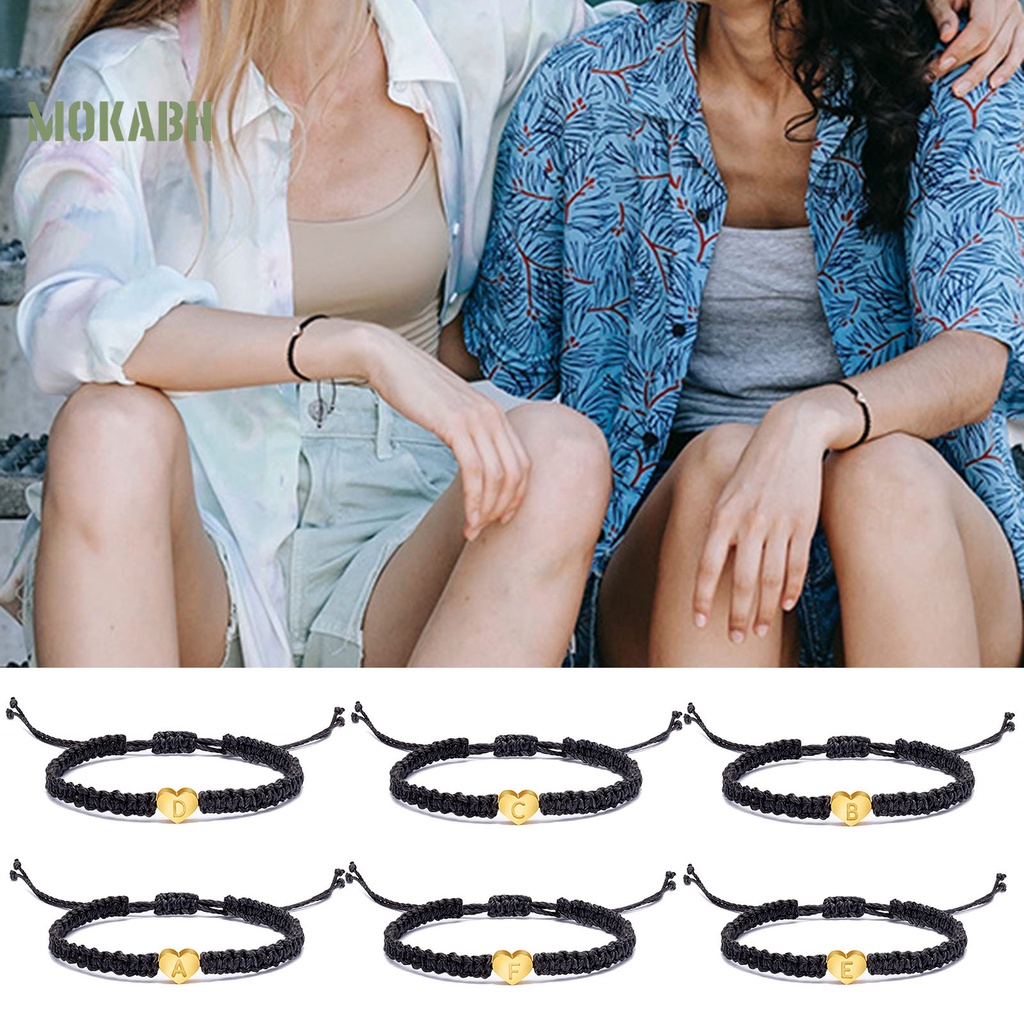 Vòng Tay Dây Bện Mặt 26 Chữ Cái Tùy Chỉnh Thời Trang Cho Cặp Đôi