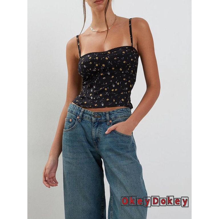 Áo Croptop Hai Dây In Hoa Gợi Cảm Cho Bạn Gái