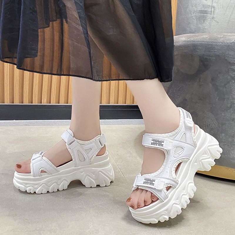 Giày Sandal Thể Thao Đế Xuồng Màu Cầu Vồng Phong Cách Hàn Quốc Hợp Thời Trang Mới Cho Nữ