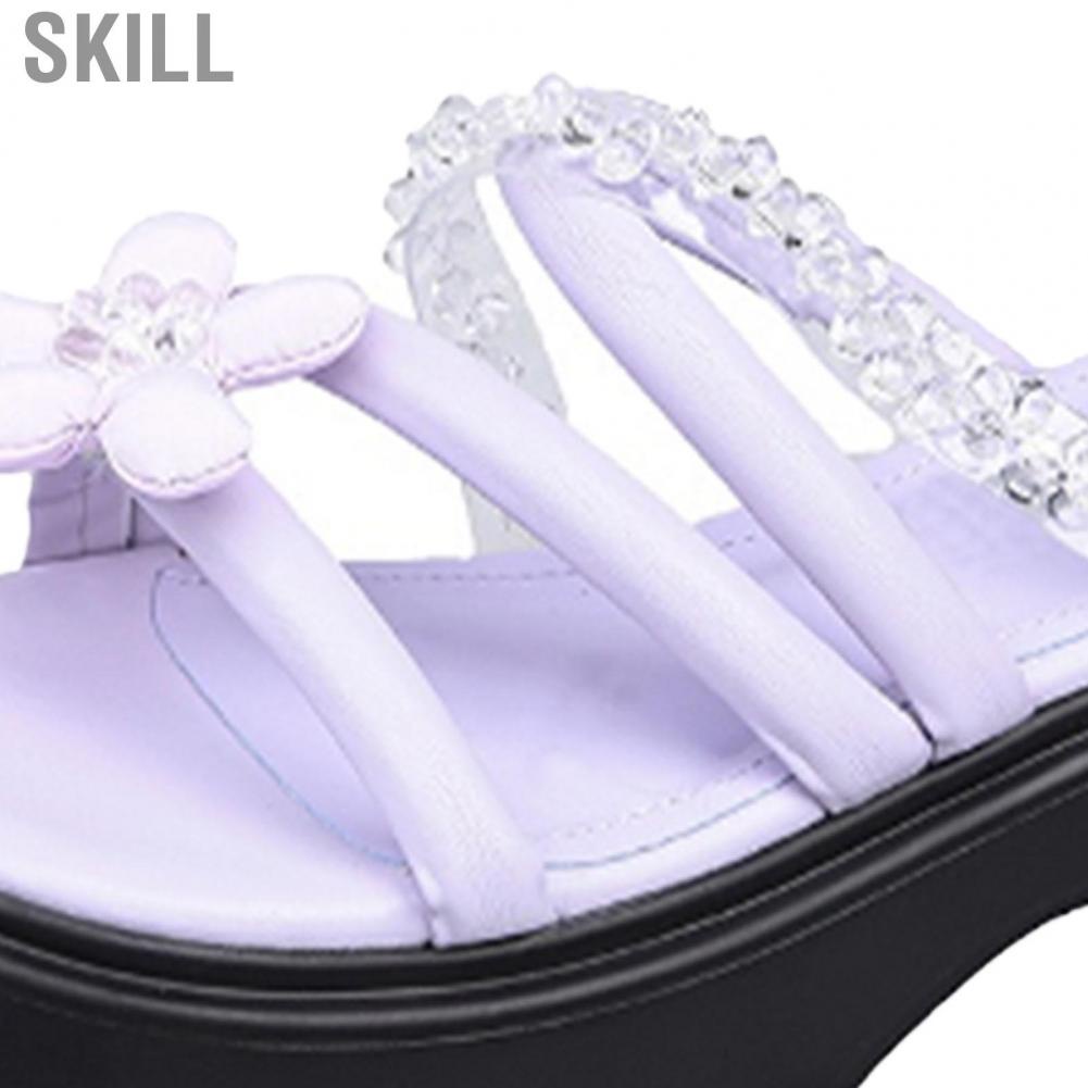 Skill Women Platform Sandals  Skin Friendly Summer Fashion Flatforms Rubber Sole Flower Decoration Casual for