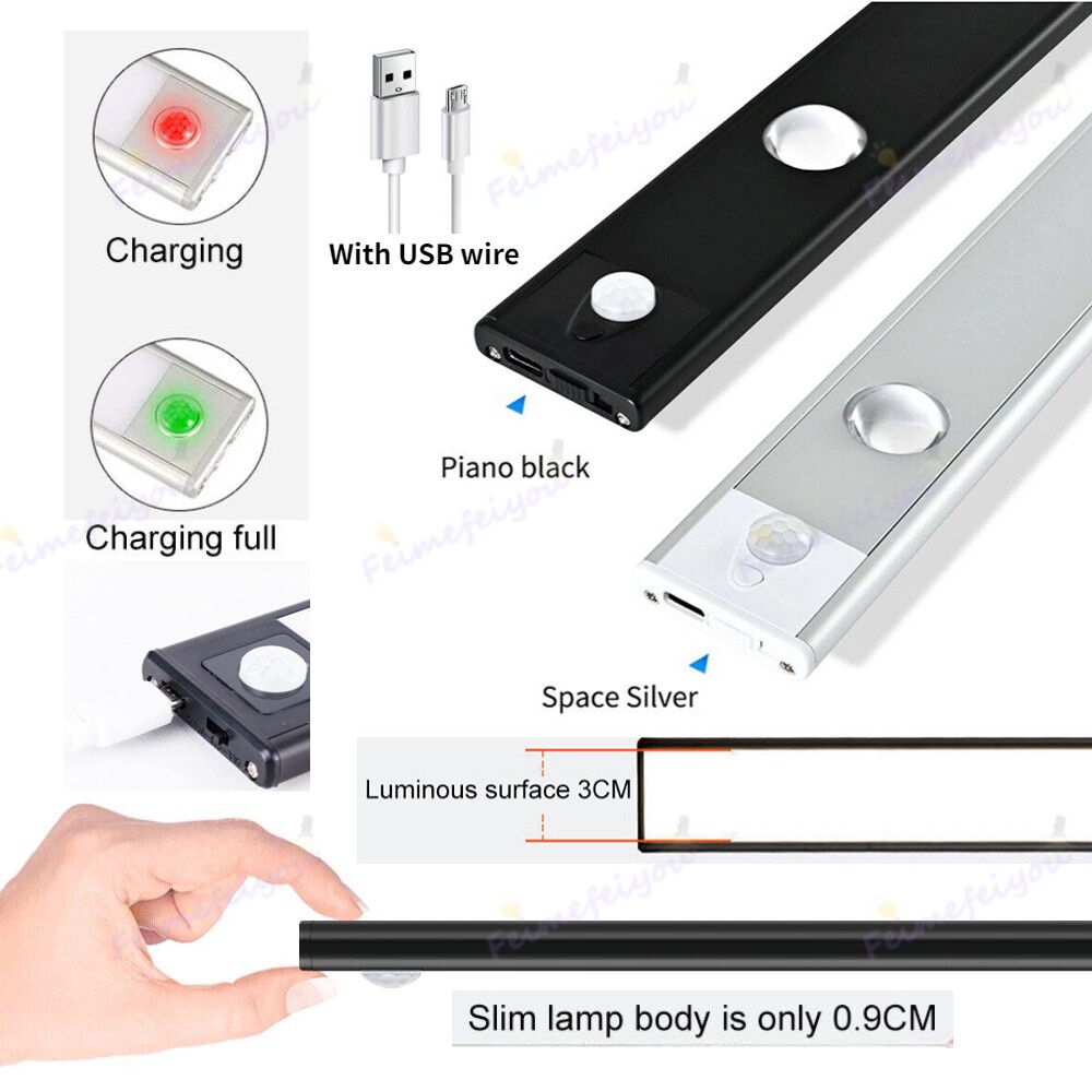 Đèn LED Không Dây Sạc USB Cảm Biến Chuyển Động 3 Màu Trong 1