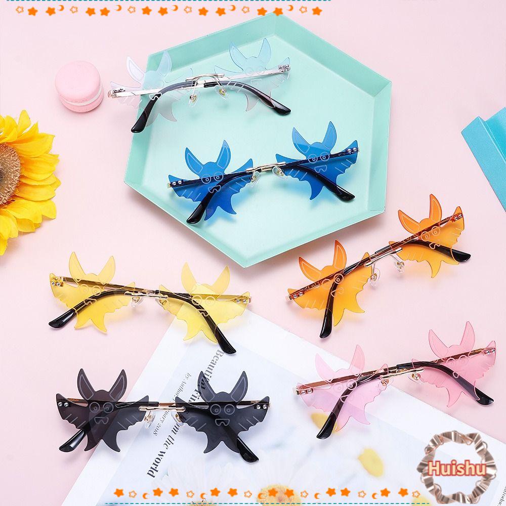Kính Mát Hình Dơi Không Viền Hóa Trang Halloween Cho Nam Nữ