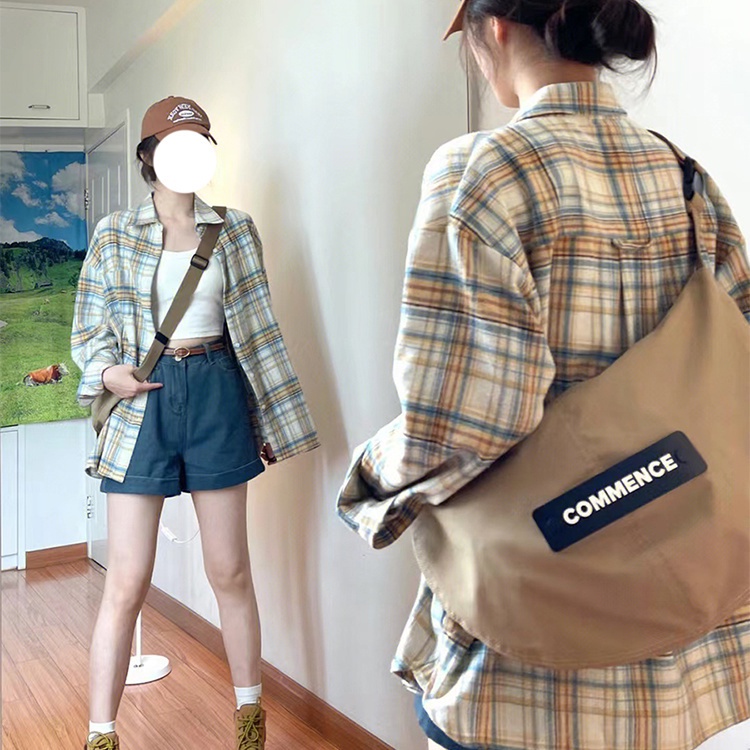 COZOK Áo Sơ Mi Tay Dài Dáng Rộng Sọc Ca Rô Thời Trang Retro Dễ Phối Đồ