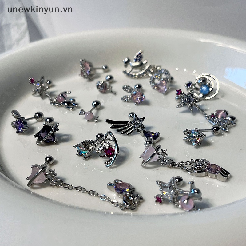 Uu Khuyên Tai Dạng Hạt Hình Gấu Hồng Đính Đá Zircon Dễ Thương Cá Tính Cho Nữ