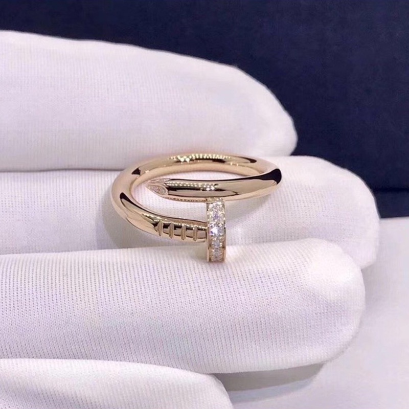 Nhẫn Thép Titan Mạ Vàng 18k y2k Đính Đinh Kiểu Đường Phố Mỹ Thời Trang