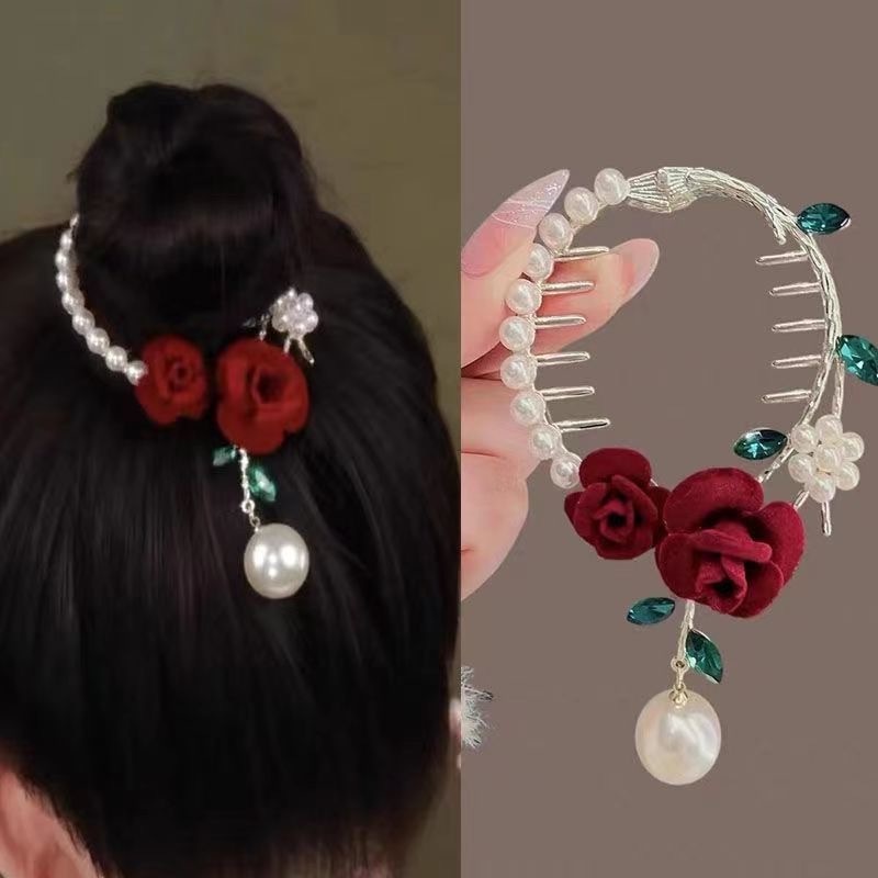 Kẹp Tóc Đuôi Ngựa Đính Kim Cương Giả Màu Xanh Lá / Đỏ / Trắng Tinh Tế Sáng Tạo Phổ Biến Cho Nữ