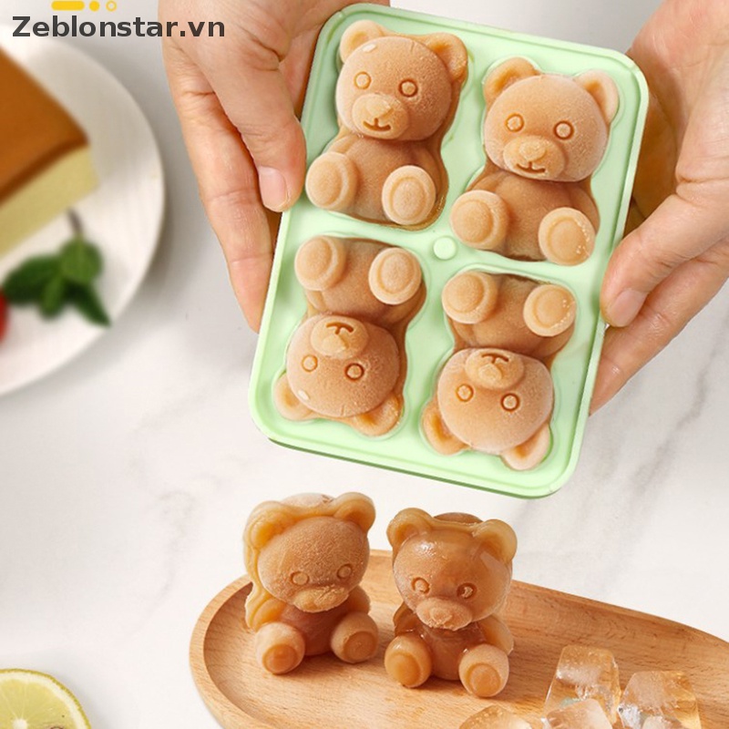 Khuôn Làm Đá Viên Hình Gấu Dễ Thương Chống Văng Nước Và Rơi Tiện Dụng