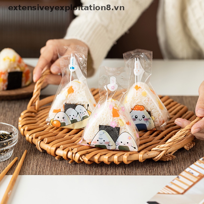 Set 50 Túi Đựng Cơm Nắm Tam Giác Họa Tiết Hoạt Hình Dễ Thương