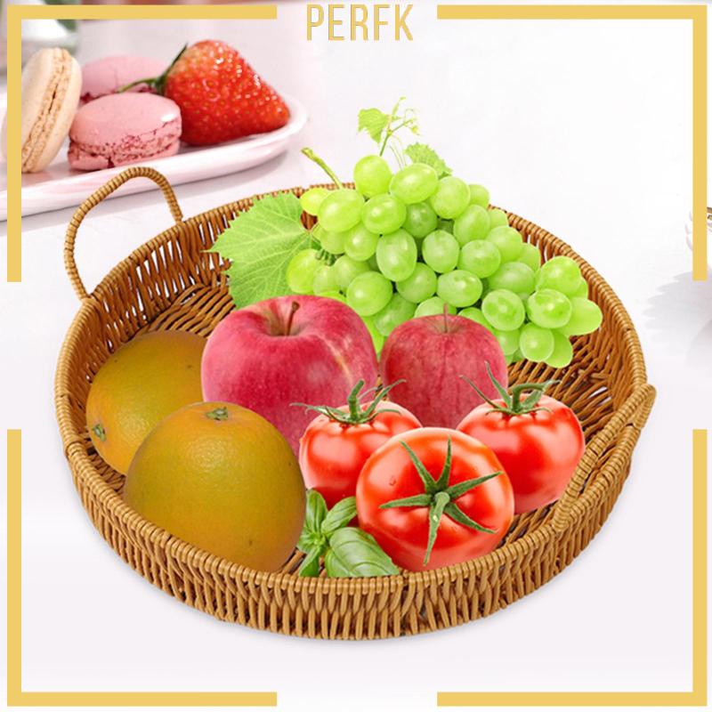 [Perfk] Khay Đựng Thức Ăn Đan Mây Thủ Công Để Bàn Nhà Bếp Chắc Chắn