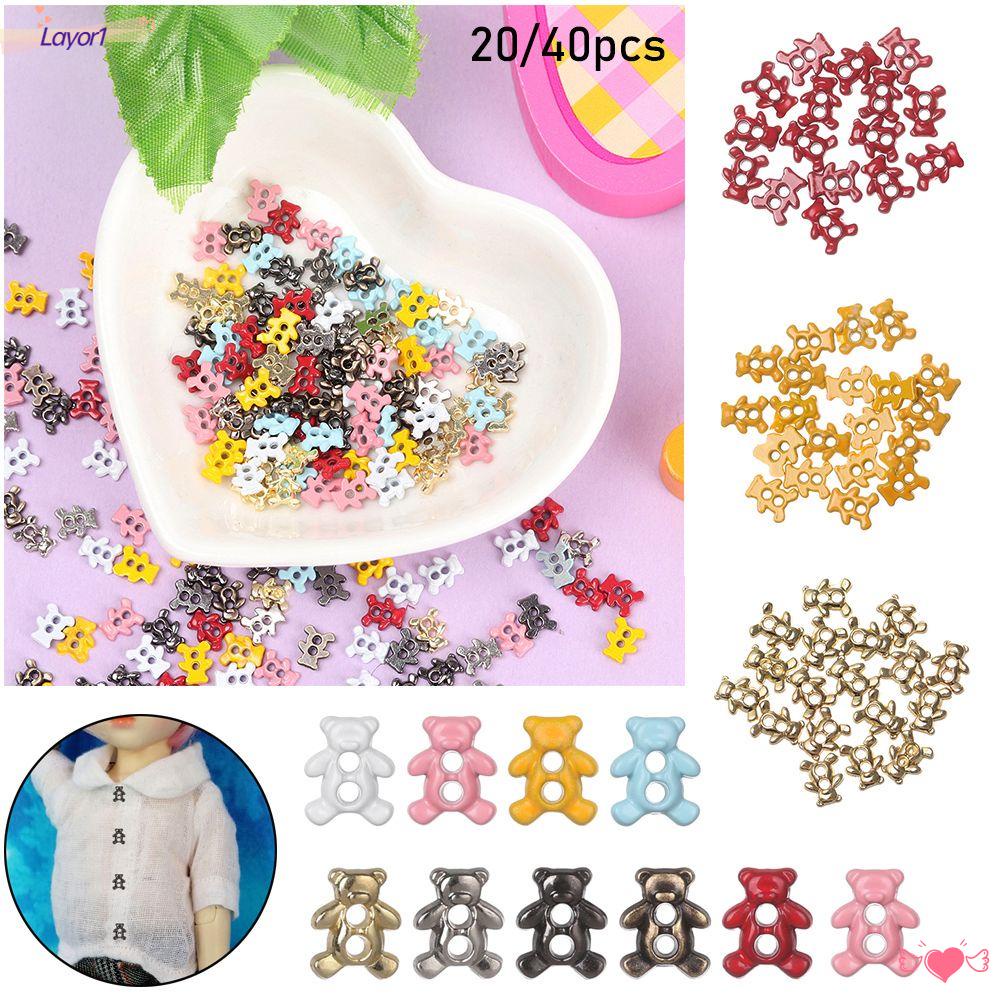 Set 1 / 20 / 40 Nút Mini 6mm Họa Tiết Chú Gấu Dễ Thương Trang Trí Quần Áo / Búp Bê