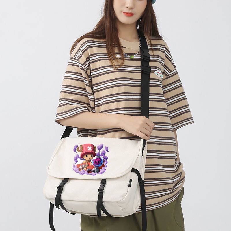 Sy2 Túi Đeo Chéo Vai Bằng Vải canvas Cỡ Lớn In Hình Hoạt Hình One Piece Đơn Giản Thời Trang Cho Nam Và Nữ YS2