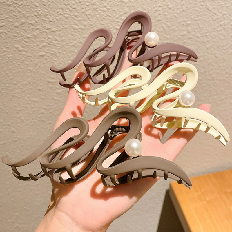 Kẹp Tóc Càng Cua Lớn Hình Rắn Đính Ngọc Trai Đơn Giản Thời Trang Mùa Hè Cho Nữ