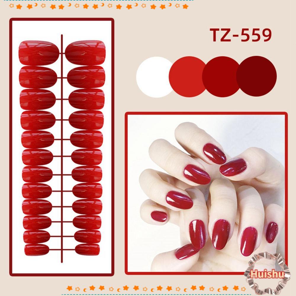 Bộ 24 Móng Tay Giả Đầu Tròn Dạng Nhấn Che Phủ Toàn Diện