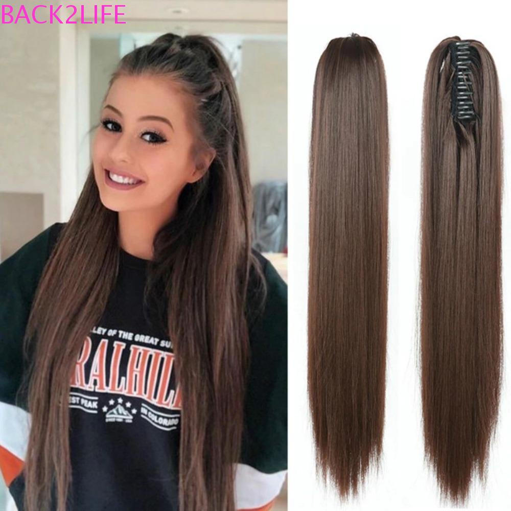 Tóc Giả Đuôi Ngựa Thẳng Dài Màu Nâu Bằng Sợi Tổng Hợp Cho Nữ 2life