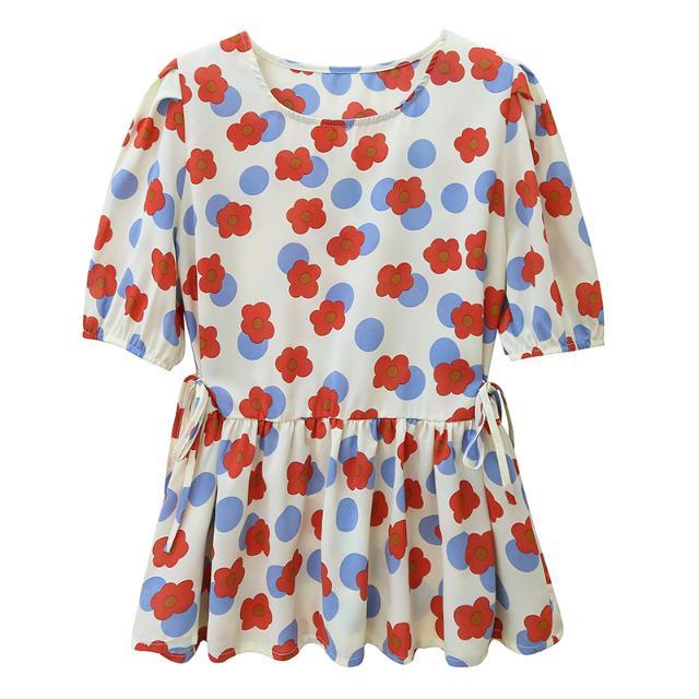 Áo Chiffon Cổ Tròn Tay Ngắn Dáng Rộng Thời Trang Mùa Hè Xinh Xắn Cho Nữ