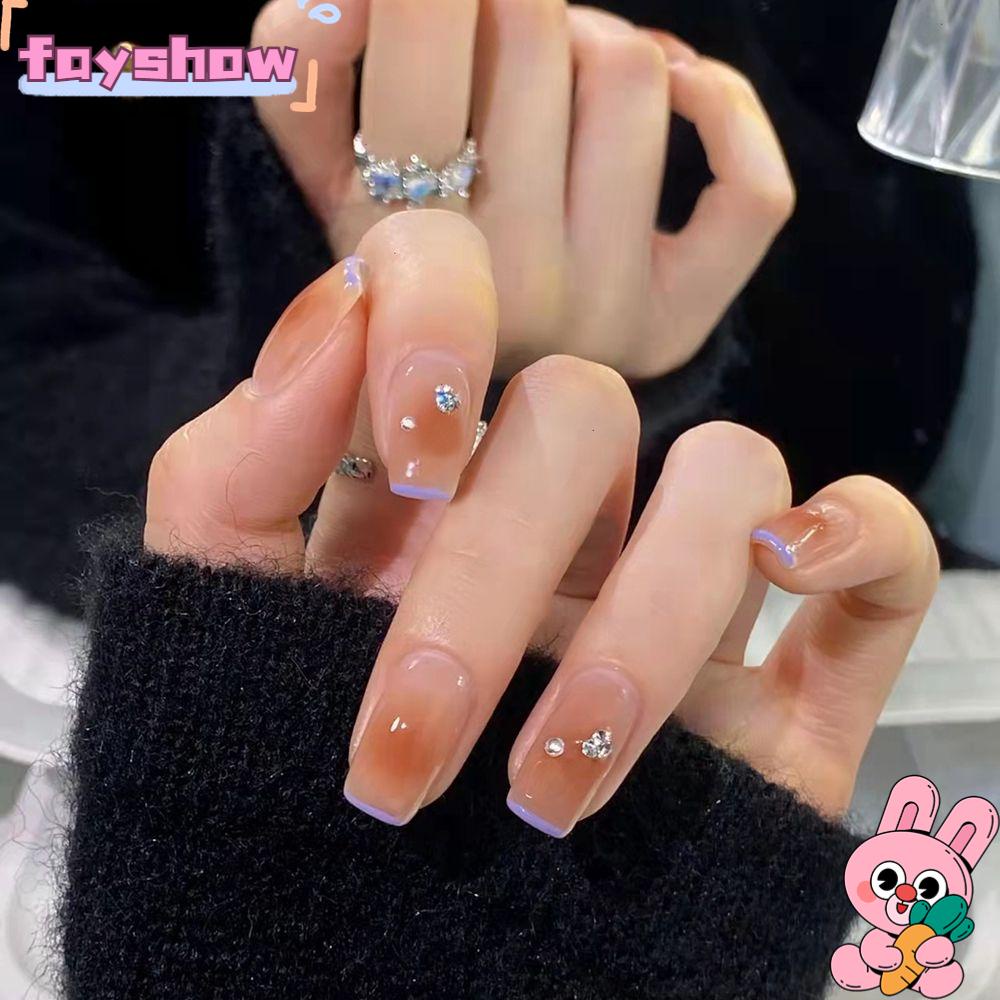 Hộp 24 Móng Tay Giả Ngắn / Tròn / Vuông Chất Lượng Cao