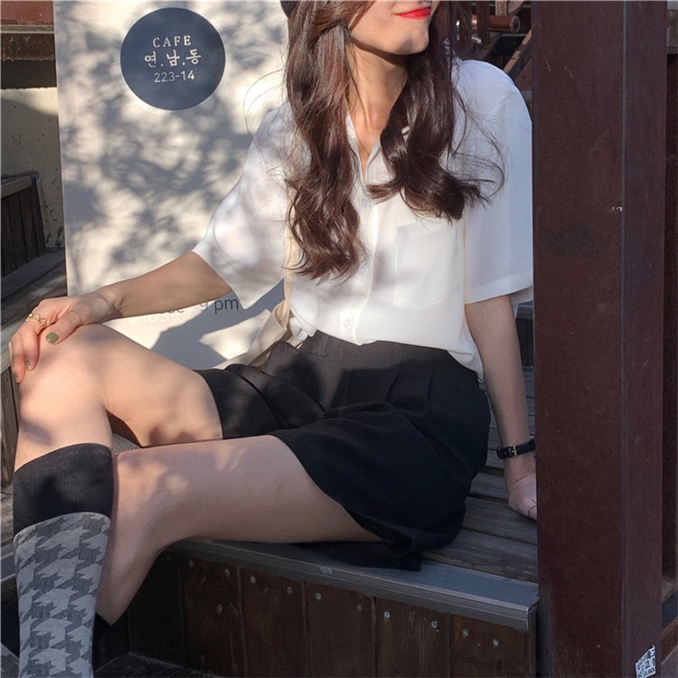 Áo Sơ Mi Tay Ngắn Phong Cách Hong Kong Cổ Điển Thời Trang Mùa Hè Hàng Mới Dành Cho Bạn Nữ