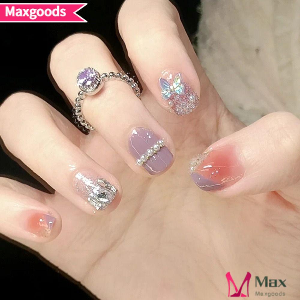 Bộ Móng Tay Giả Dạng Nhấn Họa Tiết Bướm Xinh Xắn