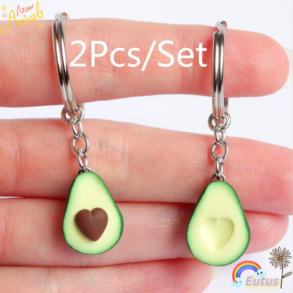 Set 2 Vòng cổ + Bông Tai Hình Quả Bơ Màu Xanh Lá Dễ Thương