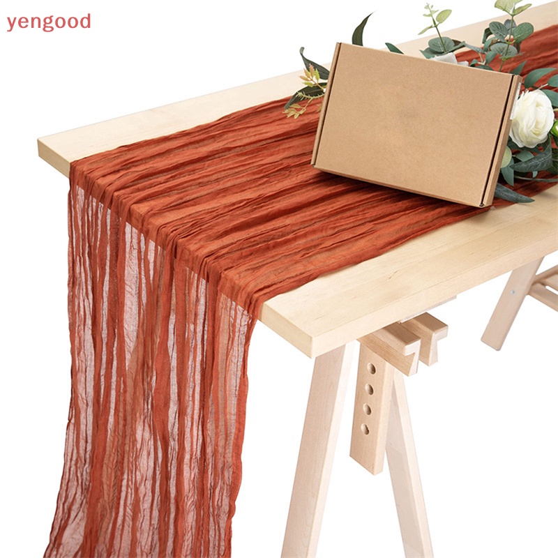 (YGD) Khăn Trải Bàn Bán Nguyệt Bằng Vải Gạc Trang Trí Bàn Ăn Tiệc Cưới Giáng Sinh Vintage