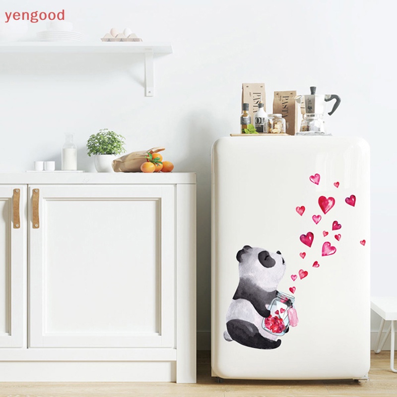 (YGD) Hình Dán Tường Vẽ Tay Gấu Trúc Nghệ Thuật Phong Cách Trung Hoa Dễ Thương